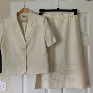 Vintage Wedding Dress - Ivory Jacket Skirt Set - XS